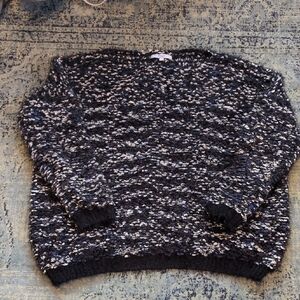 SUNCOO Black and White Textured Sweater